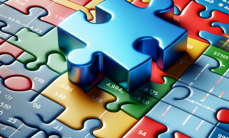 A blue puzzle piece fitting perfectly into a larger puzzle with various shades of red, yellow, and green.